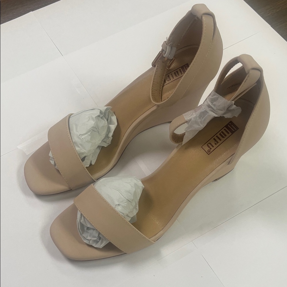 IDIFU Nude Wedge Sandals IN3 Size 9.5